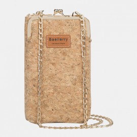 Women 6 Card Slots Chain Bag Phone Bag Cork Bag