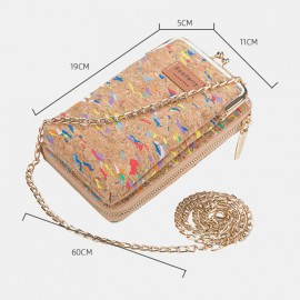 Women 6 Card Slots Chain Bag Phone Bag Cork Bag