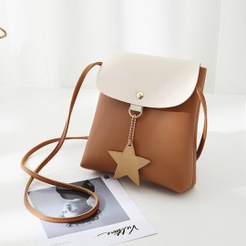 Star Decorational Flap Faux Leather Shoulder Bags Crossbody Bag Phone Bag For Women