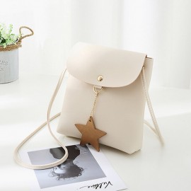 Star Decorational Flap Faux Leather Shoulder Bags Crossbody Bag Phone Bag For Women