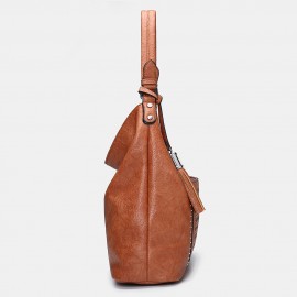 Women Laser Cut Bag Tassel Rivet Tote Bag