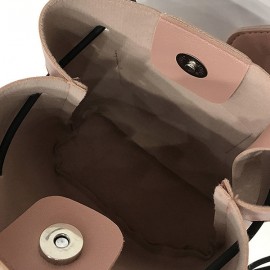 Women Cute Cat Pattern Bucket Bag PU Leather Mini Crossbody Bag