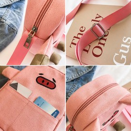 Cute Pig Cartoon Shape Canvas Bag Crossbody Bag For Women Girls