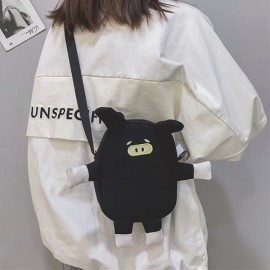 Cute Pig Cartoon Shape Canvas Bag Crossbody Bag For Women Girls
