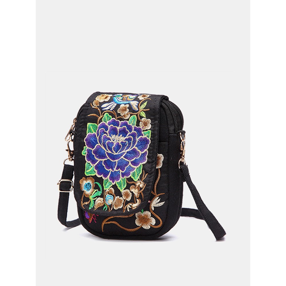 Woman Tribal Retro Shoulder Bag Canvas Chinese Style Phone Bag Little Bag For Woman