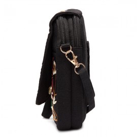 Woman Tribal Retro Shoulder Bag Canvas Chinese Style Phone Bag Little Bag For Woman