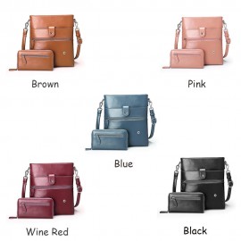 Women Anti-theft Solid 2 Picese Multifunction Crossbody Bag