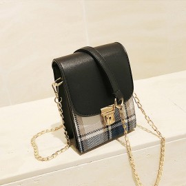Women Multi-function Grid Pattern Shoulder Bags Crossbody Phone Bags