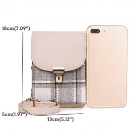 Women Multi-function Grid Pattern Shoulder Bags Crossbody Phone Bags